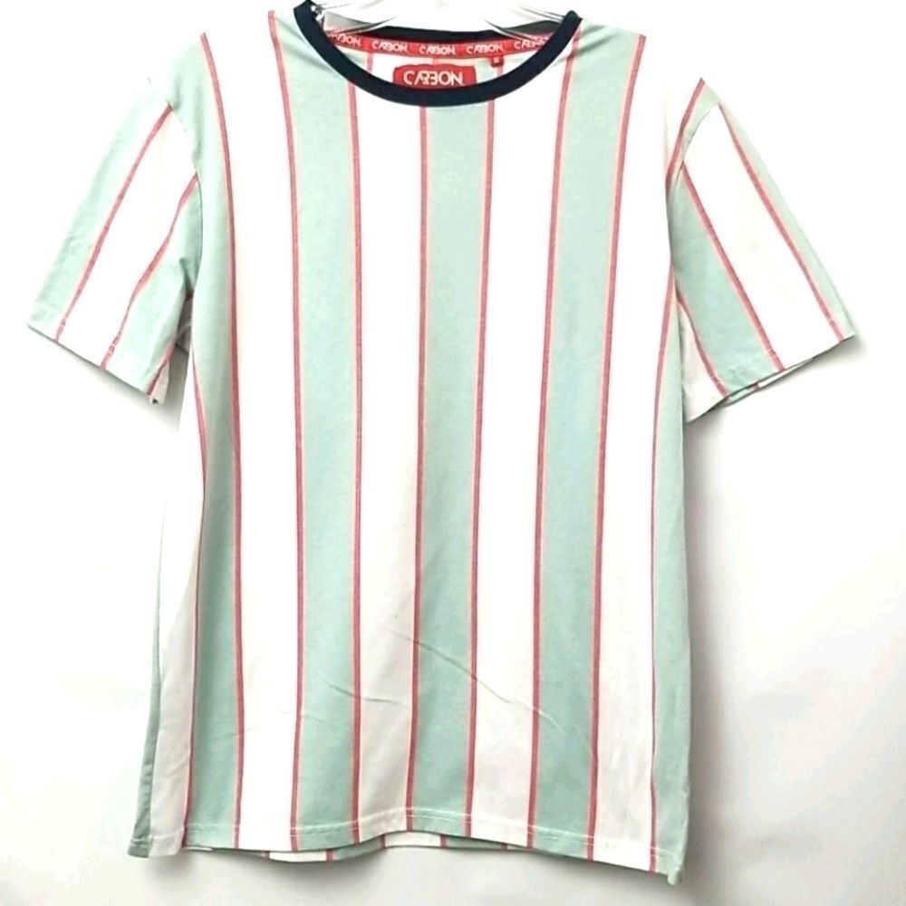 Carbon Shirt Women's Medium Performance Short Sleeve Stripped Work Out